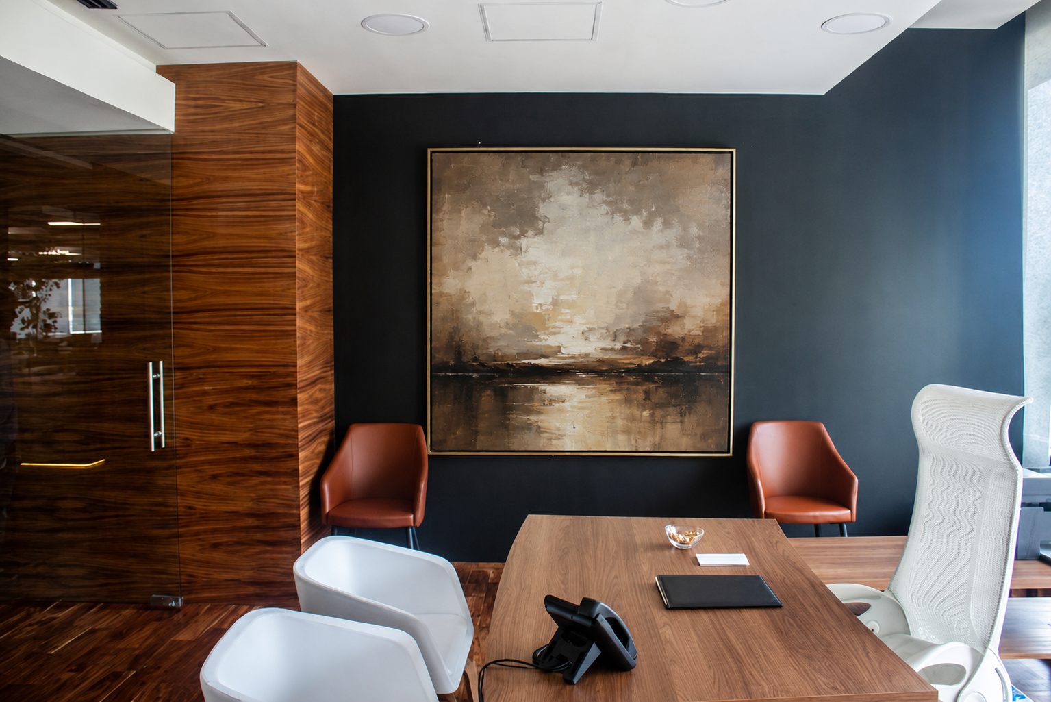 Atmospheric painting in a private executive office