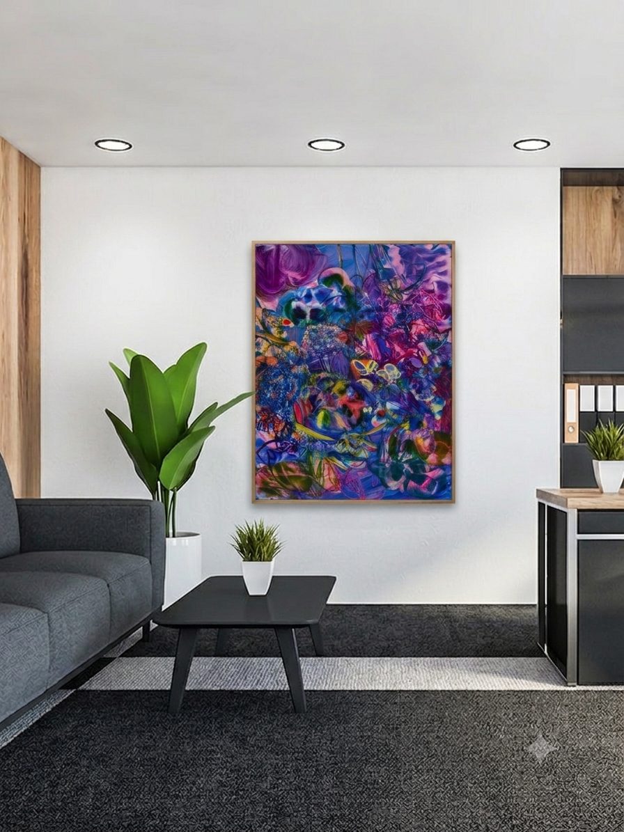 Vibrant contemporary painting in a modern office